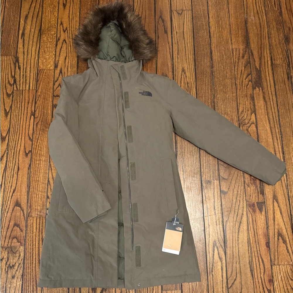 The North Face Olive Green Parka with Fur Hood